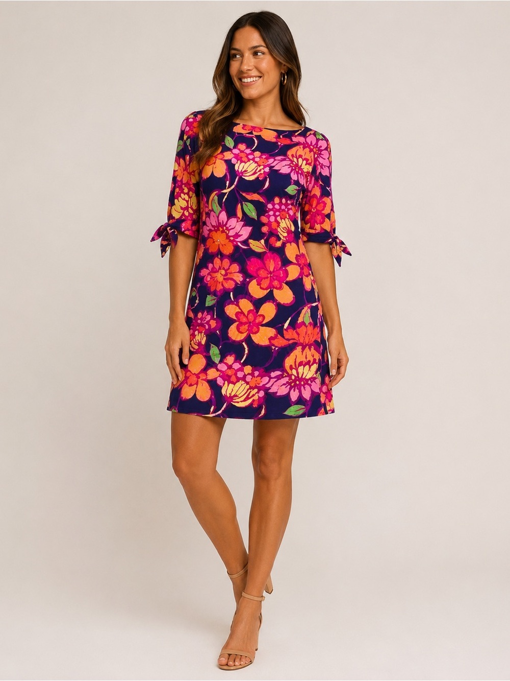 NWOT Trina Turk Vinet Vibrant Floral Cold sleeve Mini Dress Sz S